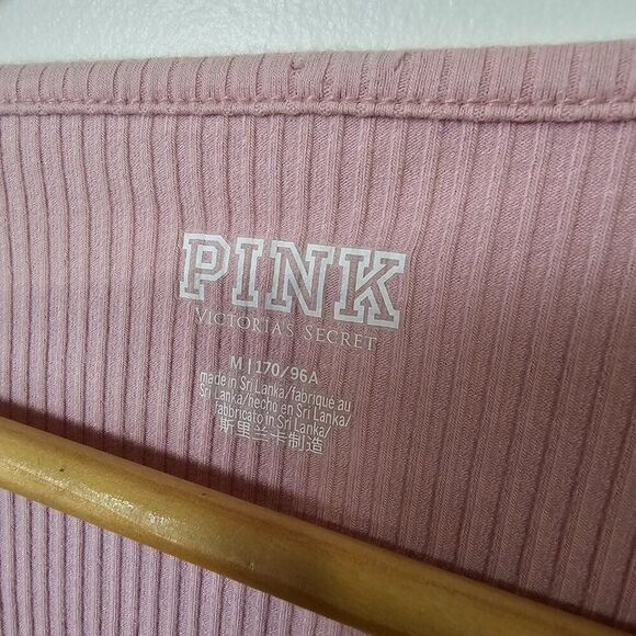 EUC PINK VICTORIA'S SECRET PINK RIBBED STRETCH LONGSLEEVES BODYSUIT M - Picture 9 of 12